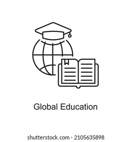 Global Education vector Outline Icon Design illustration. Educational Technology Symbol on White background EPS 10 File