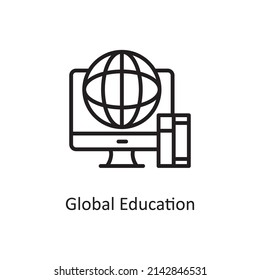 Global Education vector Outline Icon Design illustration. Educational Technology Symbol on White background EPS 10 File