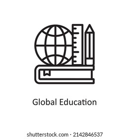 Global Education vector Outline Icon Design illustration. Educational Technology Symbol on White background EPS 10 File