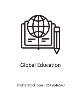 Global Education vector Outline Icon Design illustration. Educational Technology Symbol on White background EPS 10 File