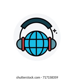 Global e-learning concept Isolated Line Vector Illustration editable Icon
