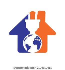 Global electric cord vector logo design template. Global home power logo concept.	