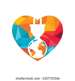 Plantilla de diseño del logotipo del vector del cable eléctrico global. Concepto del logotipo del poder global.	
