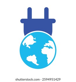Global electric cord vector logo design template. Global power logo concept.