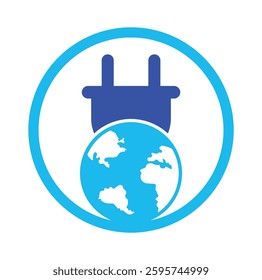Global electric cord vector logo design template. Global power logo concept.