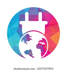 Global electric cord vector logo design template. Global power logo concept.