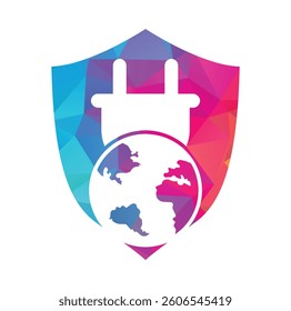Global electric cord vector logo design template. Global power logo concept.