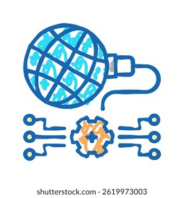 global electric energy saving doodle icon sketch vector. global electric energy saving sign. isolated symbol illustration