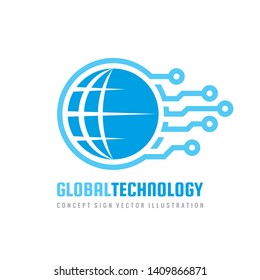 Global electronic technology logo design. Computer network sign. Vector. 