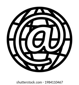 Global E-mail Icon. Editable Bold Outline Design. Vector Illustration.