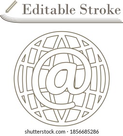 Global E-mail Icon. Editable Stroke Simple Design. Vector Illustration.