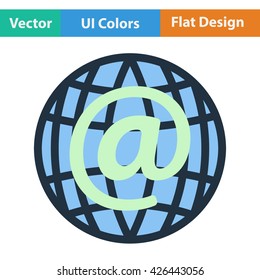 Global e-mail icon. Flat design. Vector illustration.