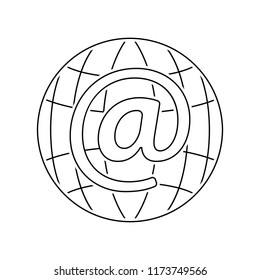 Global e-mail icon. Thin line design. Vector illustration.