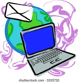 Global eMail from your laptop is the concept for this vector illustration.