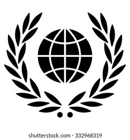 Global Emblem vector icon. Style is flat symbol, black color, rounded angles, white background.