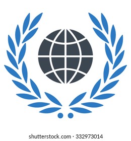 Global Emblem vector icon. Style is bicolor flat symbol, smooth blue colors, rounded angles, white background.