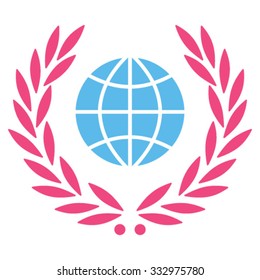 Global Emblem vector icon. Style is bicolor flat symbol, pink and blue colors, rounded angles, white background.