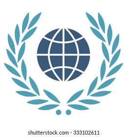 Global Emblem vector icon. Style is bicolor flat symbol, cyan and blue colors, rounded angles, white background.