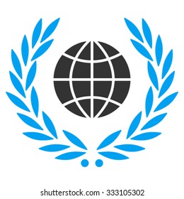 Global Emblem vector icon. Style is bicolor flat symbol, blue and gray colors, rounded angles, white background.