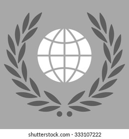 Global Emblem vector icon. Style is bicolor flat symbol, dark gray and white colors, rounded angles, silver background.