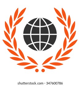 Global Emblem vector icon. Style is bicolor flat symbol, orange and gray colors, rounded angles, white background.