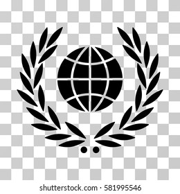 Global Emblem vector pictogram. Illustration style is flat iconic black symbol on a transparent background.