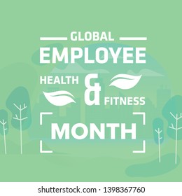 Global Employee Health And Fitness Month, Health And Fitness Poster With Green Background