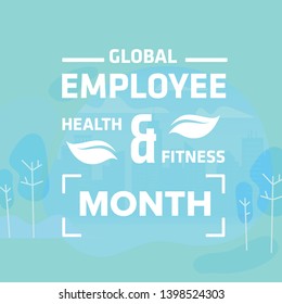 Global Employee Health And Fitness Month, Health And Fitness Month Vector With Blue Background