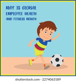  Global Employee Health and Fitness Month  . Design suitable for greeting card poster and banner