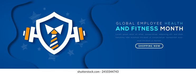 Global Employee Health and Fitness Month Paper cut style Vector Design Illustration for Background, Poster, Banner, Advertising, Greeting Card