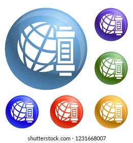 Global energy icons set vector 6 color isolated on white background