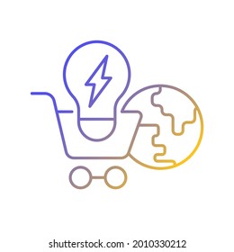 Weltweite Energiemärkte Farbverlauf-Linear-Vektorsymbol. Internationale erneuerbare Energieversorgung. Energieeinkauf. Dünne Farbsymbole. Modernes Piktogramm. Vektor-einzelne Rahmenzeichnung