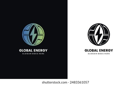 Global Energy Power Planet Logo design vector template.	