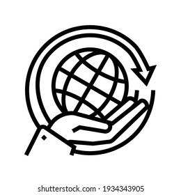 global energy saving line icon vector. global energy saving sign. isolated contour symbol black illustration