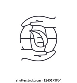 Global energy saving technologies line icon concept. Global energy saving technologies vector linear illustration, symbol, sign