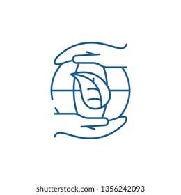 Global energy saving technologies line icon concept. Global energy saving technologies flat  vector symbol, sign, outline illustration.