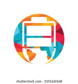 Global energy vector logo design template. Globe and battery icon design.	