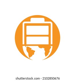 Global energy vector logo design template. Globe and battery icon design.	