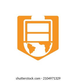 Global energy vector logo design template. Globe and battery icon design.	