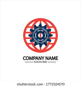 Global Engineer World Gear Logo Design Template