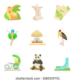 Global entertainment icons set. Cartoon set of 9 global entertainment vector icons for web isolated on white background