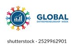 Global Entrepreneurship Week. Peoples and statistic. Great for cards, banners, posters, social media and more. White background.