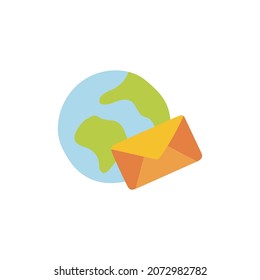 Icono de sobre global en icono de color, aislado en fondo blanco 