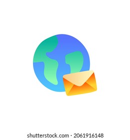 Global envelope icon in gradient color style