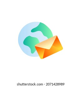 Global envelope icon in gradient color style