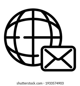 Global envelope icon. Outline global envelope vector icon for web design isolated on white background