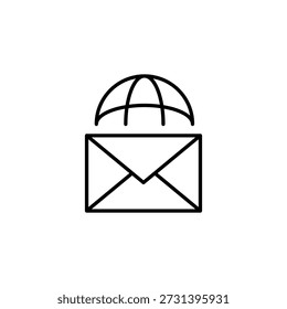 Ícone do Global Envelope Outline que representa a comunicação mundial e digital