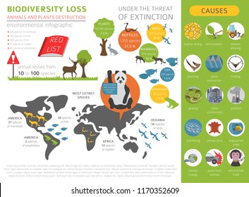 Global Environmental Problems Biodiversiry Loss Infographic Stock ...