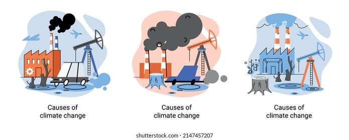 Global environmental problems. Land degradation. Soil erosion, desertification, deforestation. Causes climate change metaphor. Harm from activities industrial enterprises and emissions destroy planet