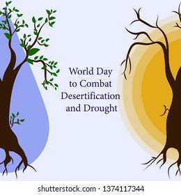 Global environmental problems.Vector design postcards for world day to combat desertification and drought.